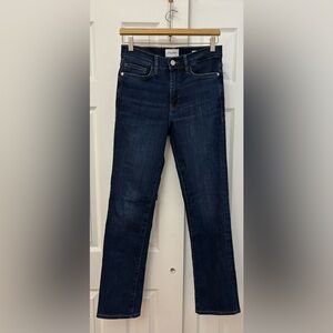 Frame Denim Le High Straight Jeans in Deep Indigo
